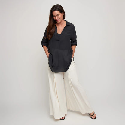 Lila Deep V-Neck Cover Up Top