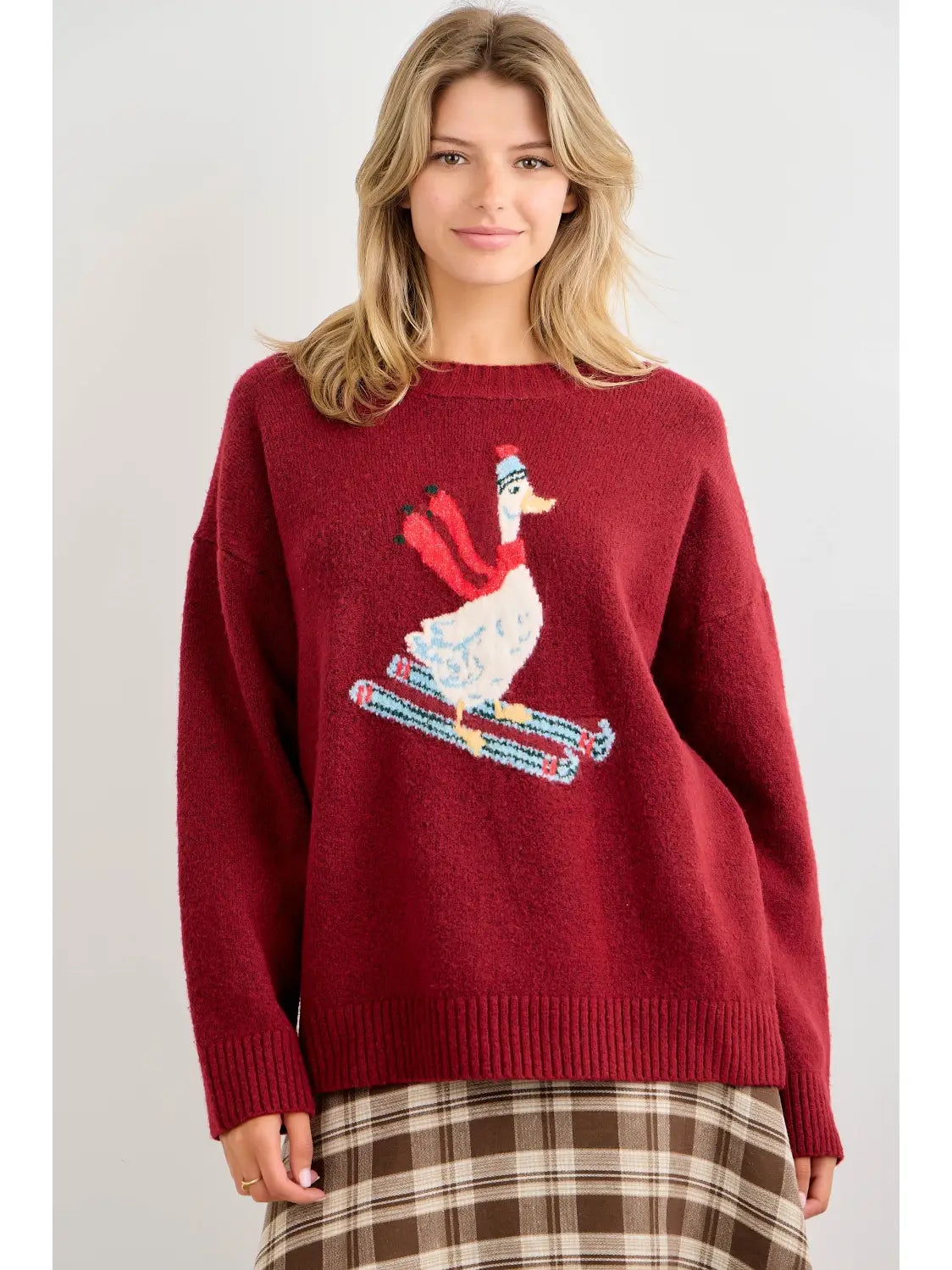 Skiing Duck Knit Sweater