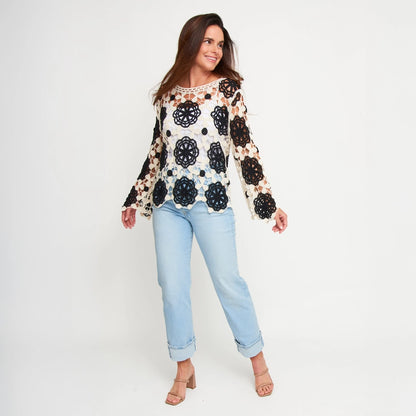 Blair Crochet Floral Open Knit Sweater