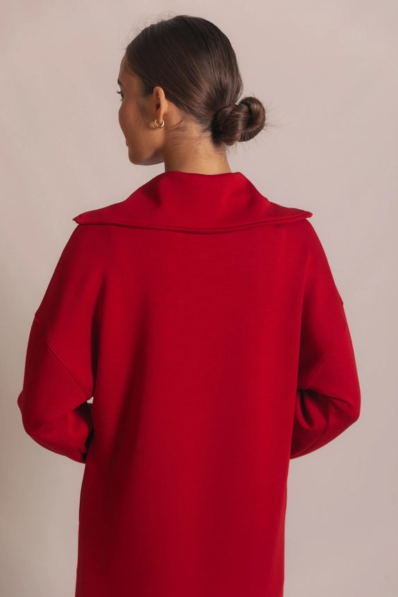 Quarter Zip Up Long Sleeve Dress