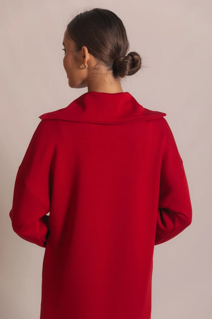 Quarter Zip Up Long Sleeve Dress