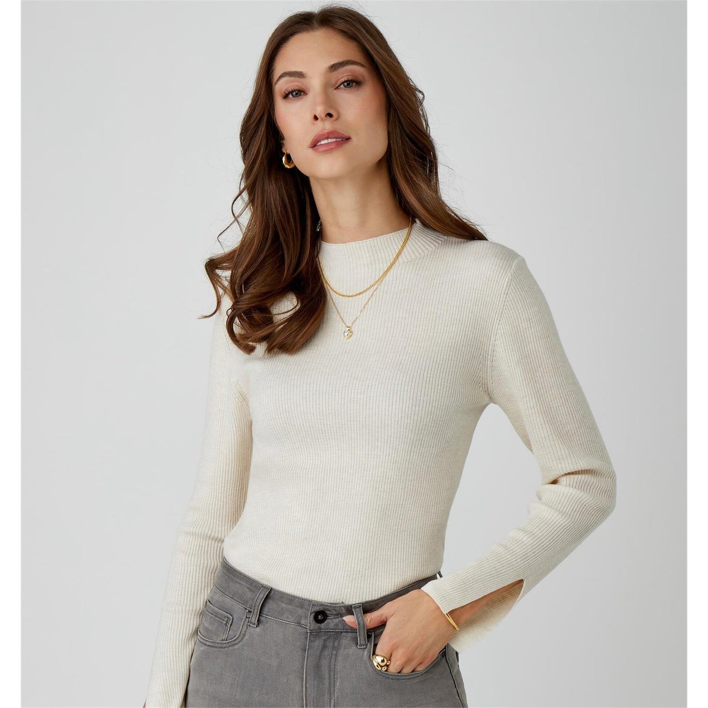 Fine Knit Mock Neck Sweater