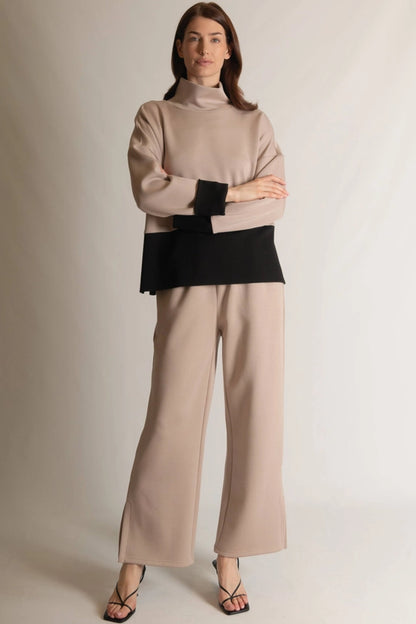 Butter Modal Color Block Mock Neck Top