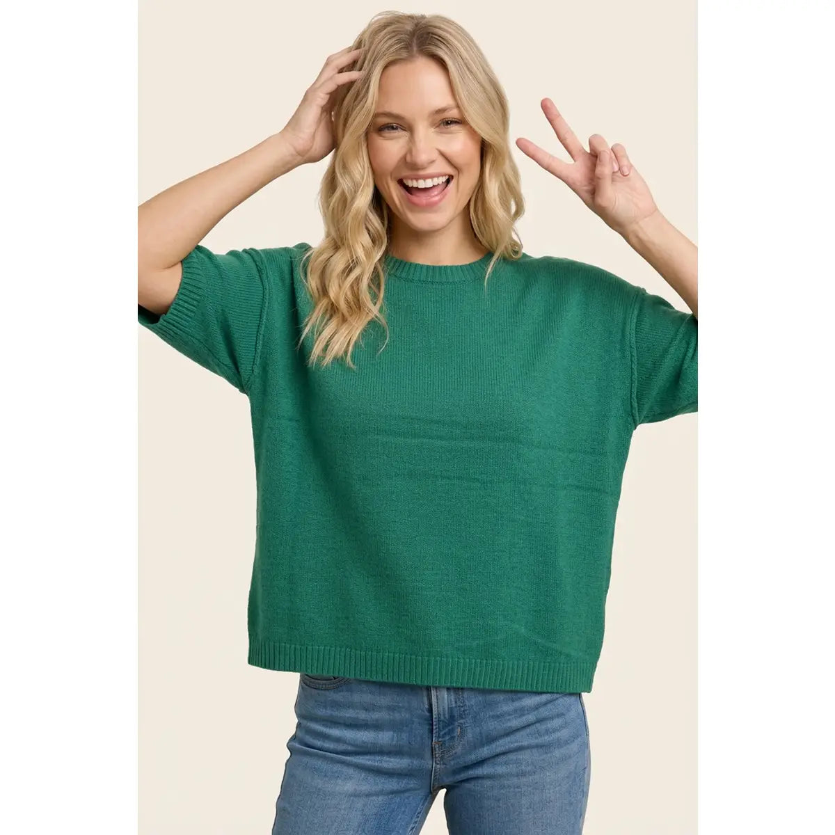 Elbow Sleeve Solid Sweater