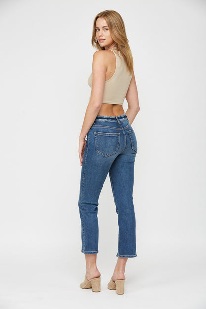 Mid-Rise Slim Crop Straight
