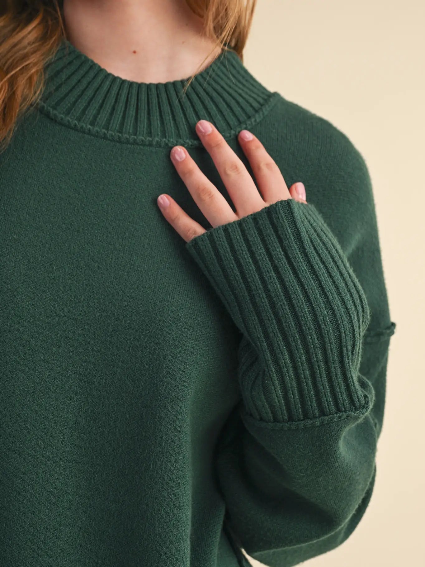 Drop Shoulder Long Sleeve Ribbed Sweater