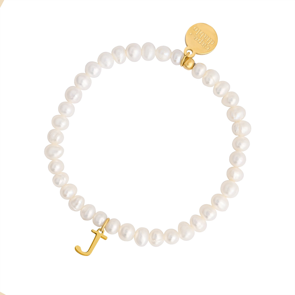 Golden Pearl Initial Letter Bracelet - J