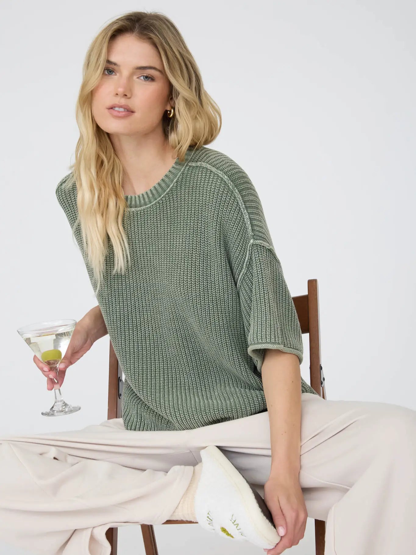 Washed Crew Neck Sweater