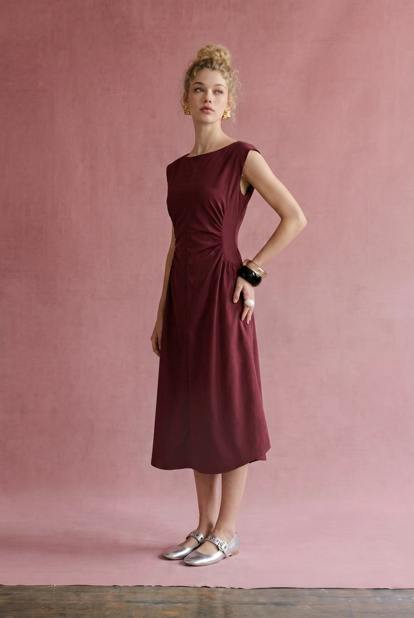 Ruched Waist Midi Dress | 2 Colors Available