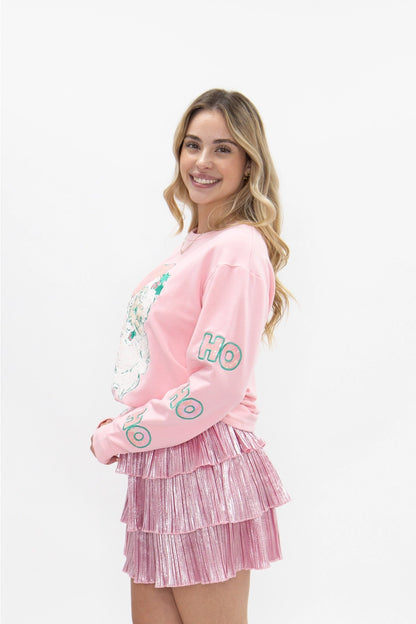 Pastel Sequin Santa Patch Top
