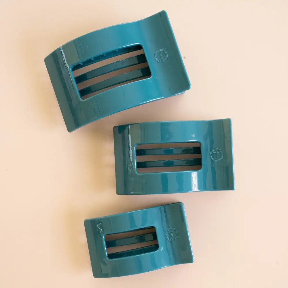 Flat Rectangle Hair Clip | Teal with It | Medium