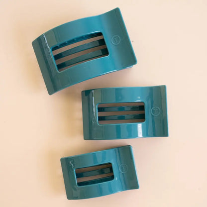 Flat Rectangle Hair Clip | Teal with It | Medium