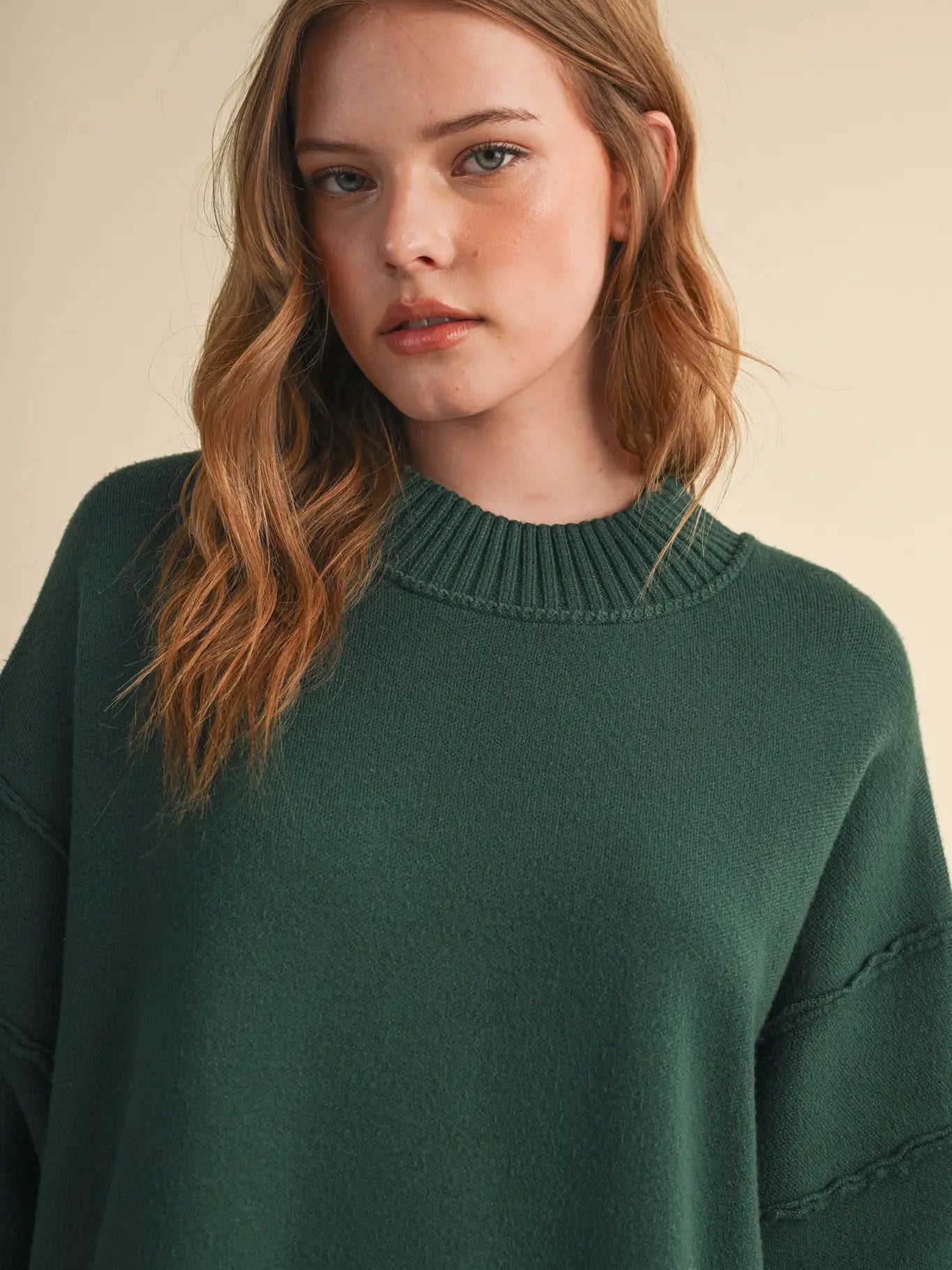 Drop Shoulder Long Sleeve Ribbed Sweater