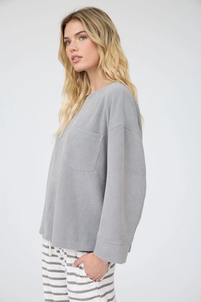 Oversized Long Sleeve Textured Knit Top