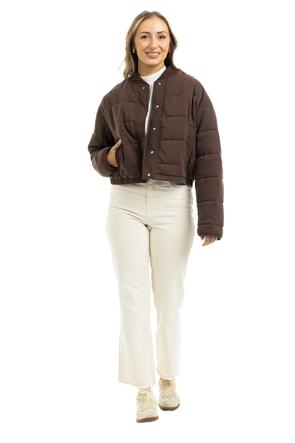 Cropped Quilted Bomber Jacket