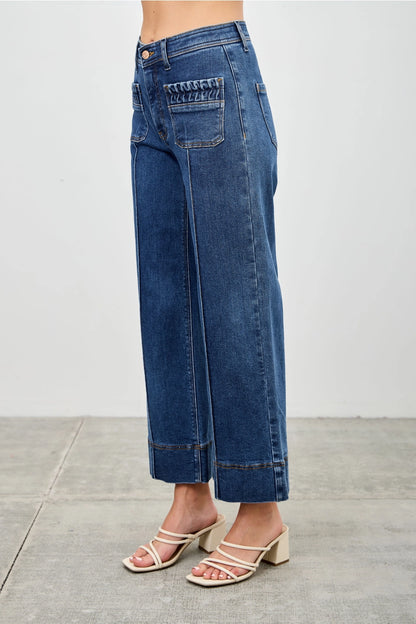 Mid Rise Wide Crop Jeans