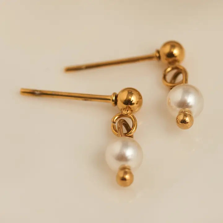 Narelle Waterproof Pearl Dangle Stud Earrings