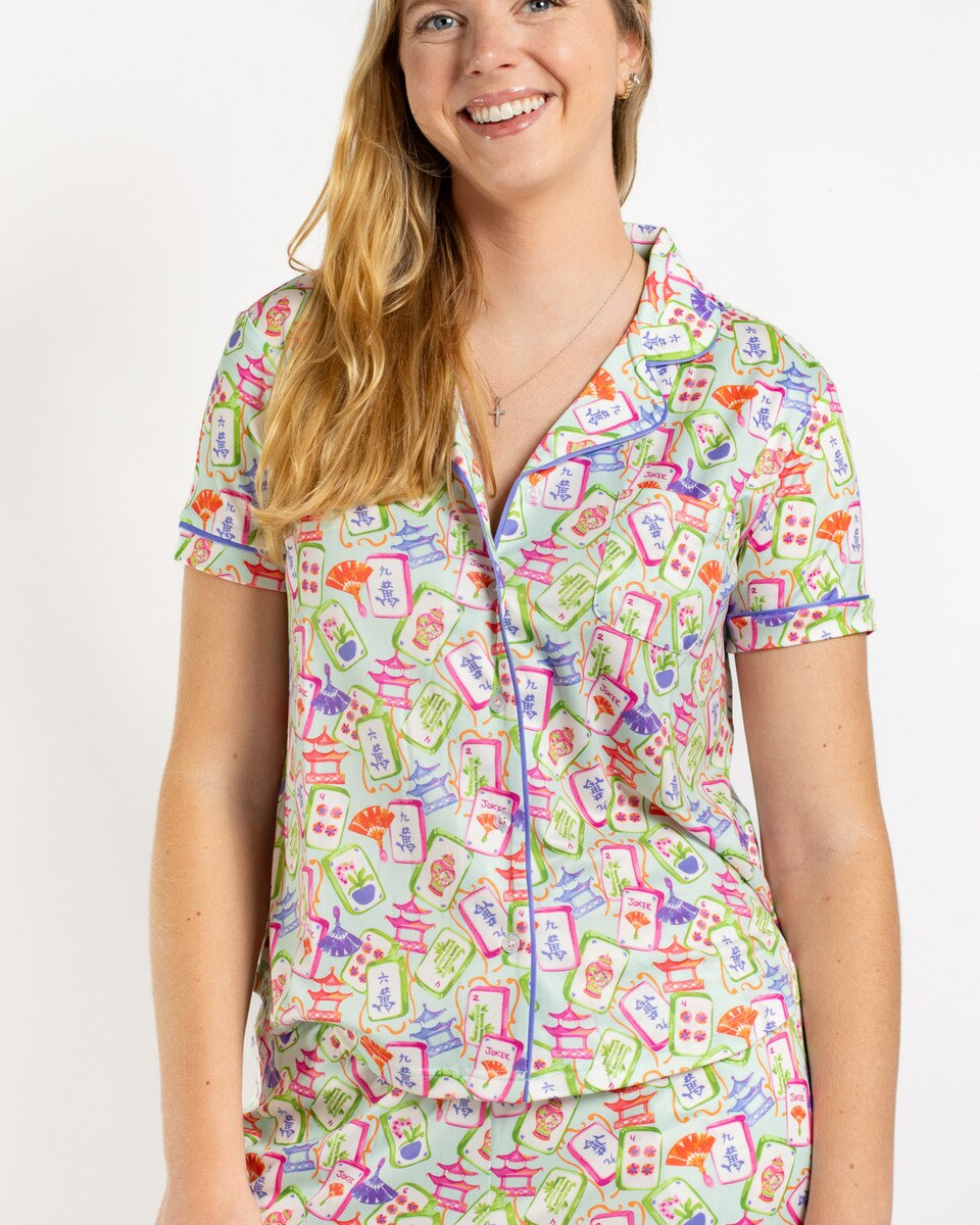 Mahjong Dreams Button Up Sleep Shirt