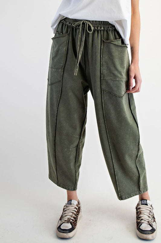 Mineral Washed Terry Knit Barrel Pants