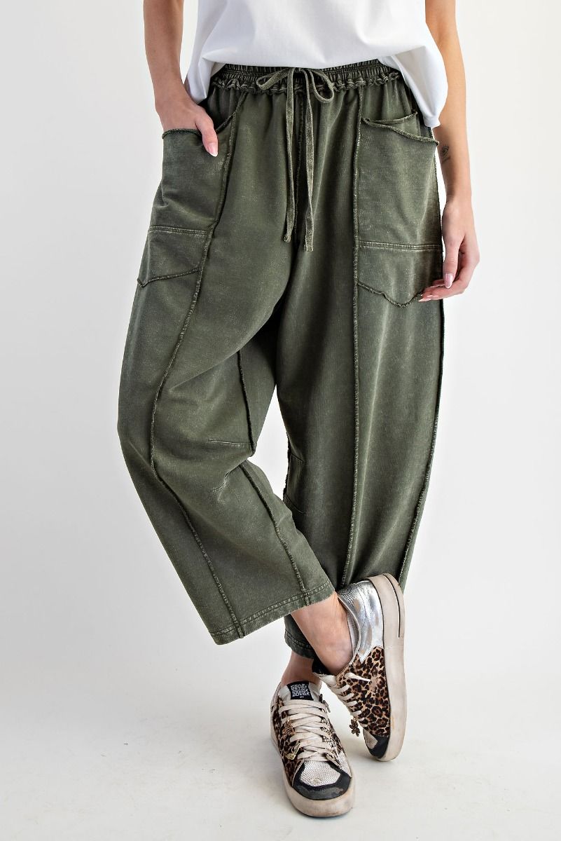 Mineral Washed Terry Knit Barrel Pants