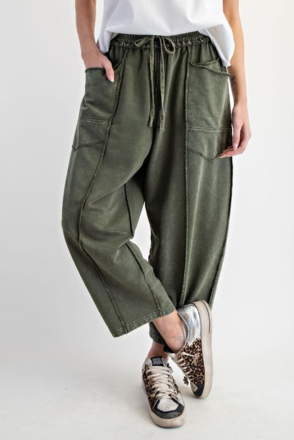 Mineral Washed Terry Knit Barrel Pants