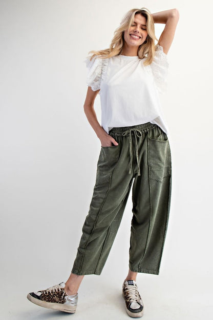 Mineral Washed Terry Knit Barrel Pants