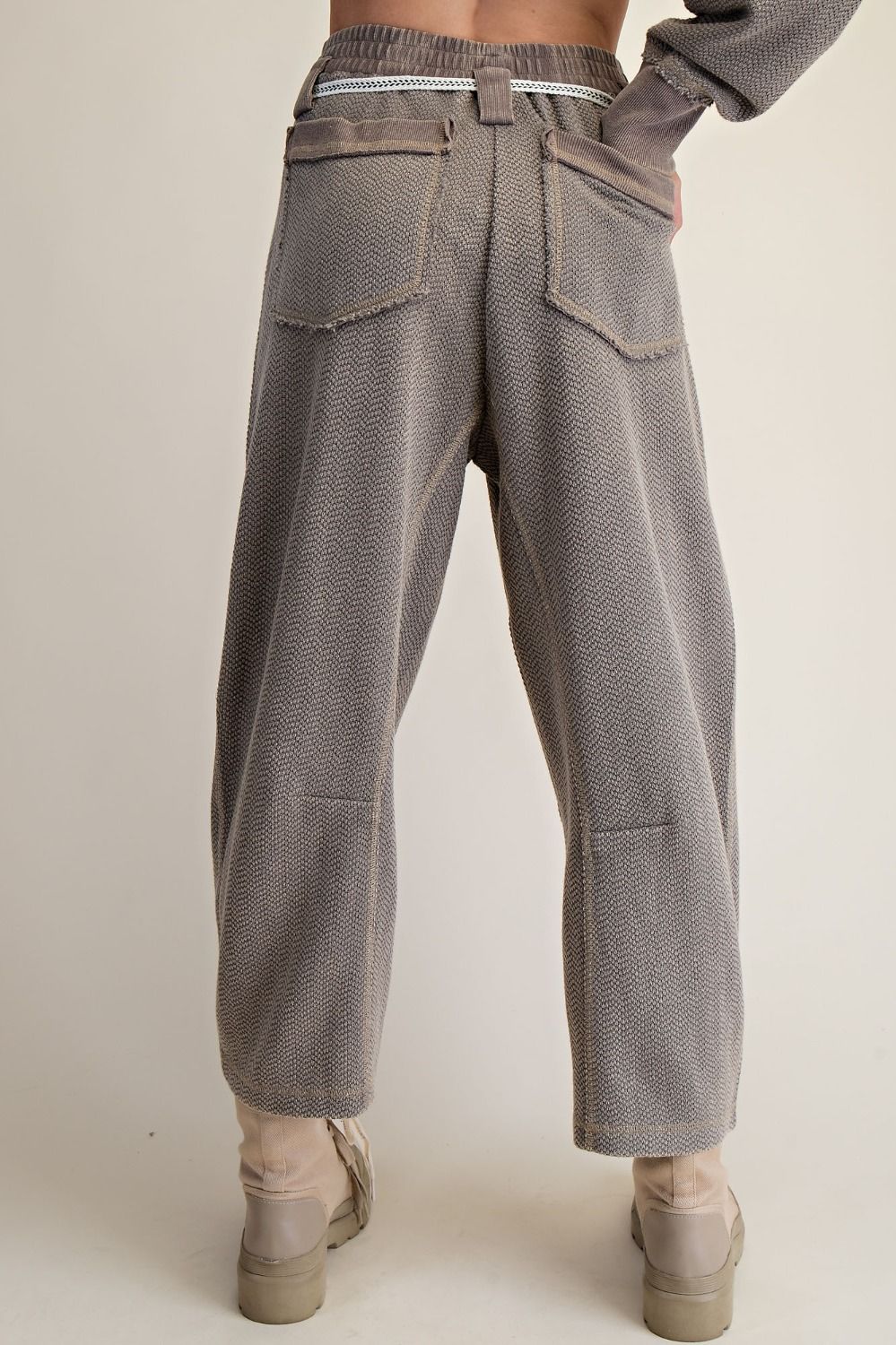 Textured Knit Washed Pants