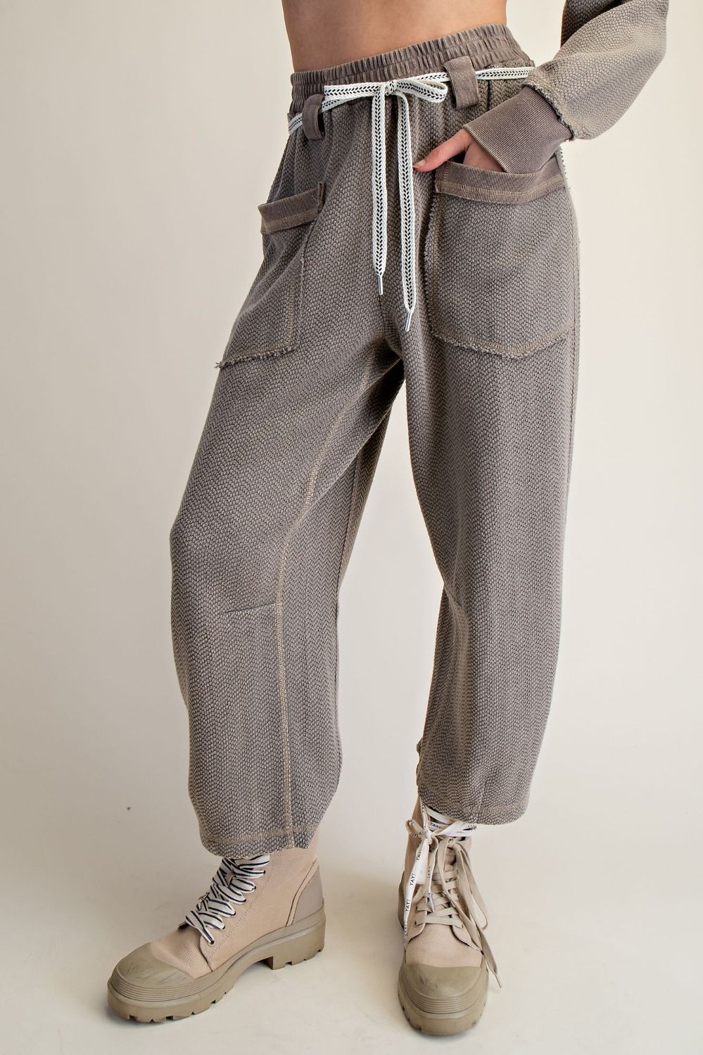Textured Knit Washed Pants