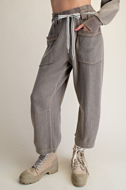 Textured Knit Washed Pants