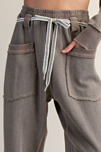 Textured Knit Washed Pants