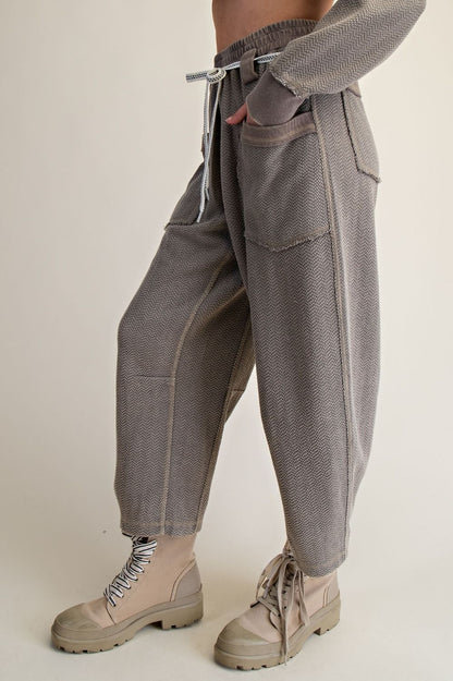 Textured Knit Washed Pants