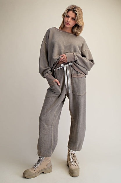 Textured Knit Washed Pants
