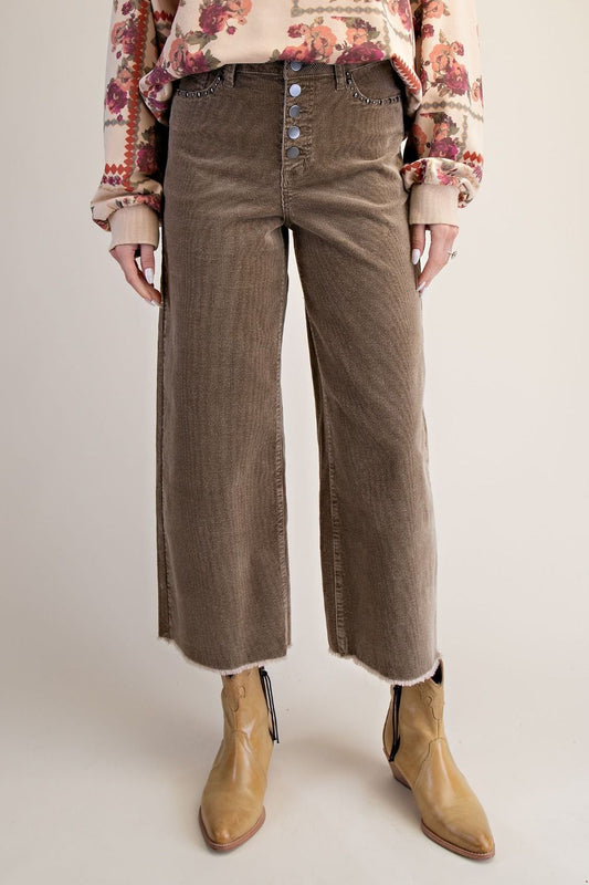Stud Detailing Washed Corduroy Pants