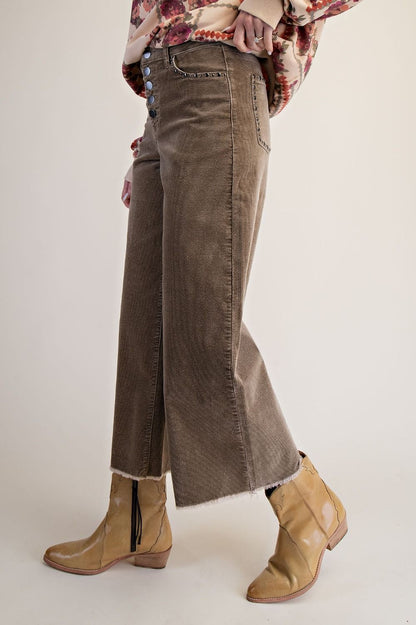 Stud Detailing Washed Corduroy Pants