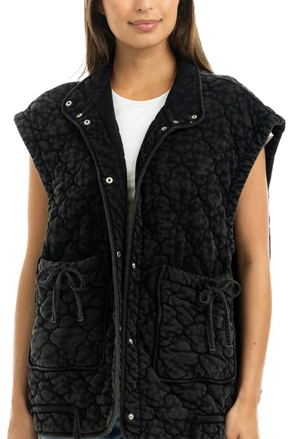 Oversized Garment Washed Quilted Vest