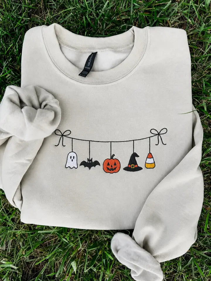 Haunted Halloween Embroidered Crew