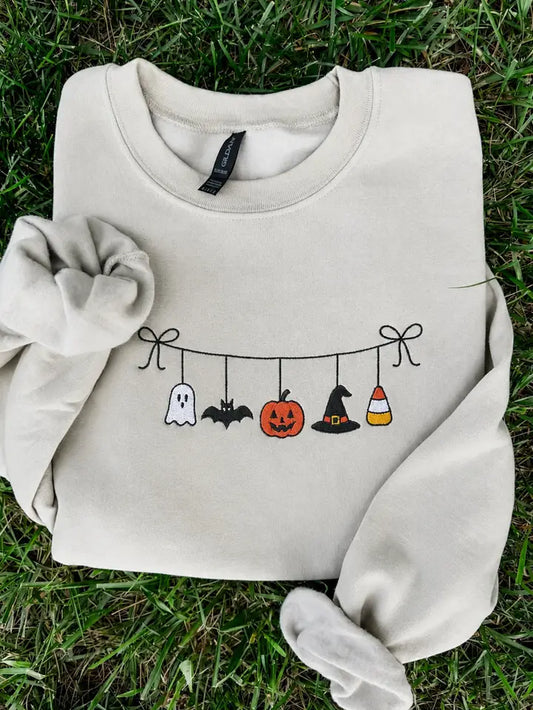 Haunted Halloween Embroidered Crew