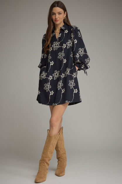 Floral Balloon Sleeve Mini Dress