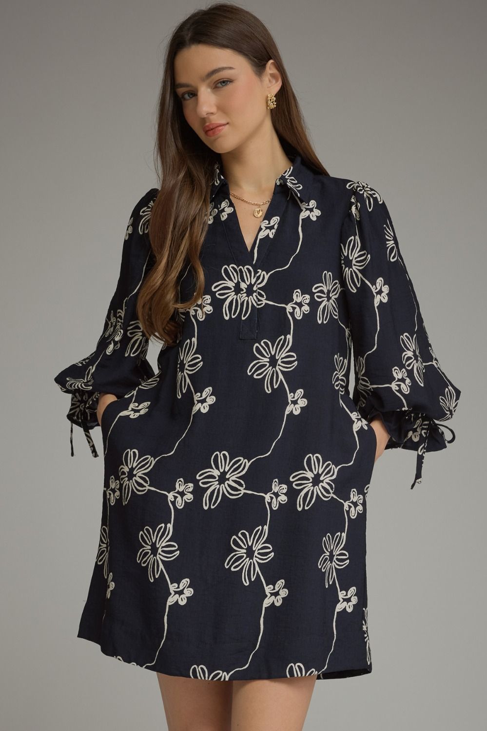 Floral Balloon Sleeve Mini Dress