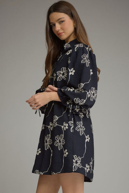 Floral Balloon Sleeve Mini Dress