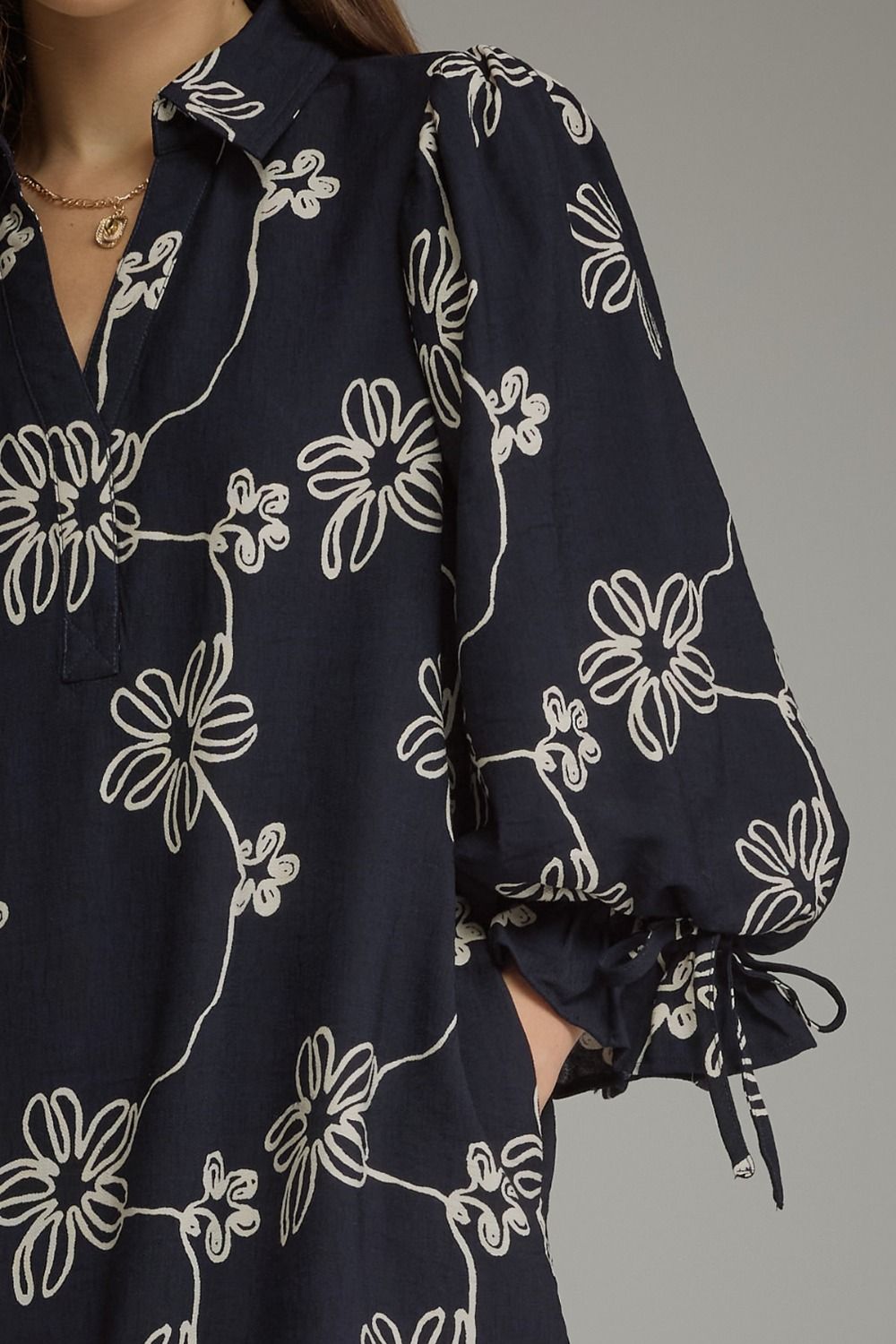 Floral Balloon Sleeve Mini Dress