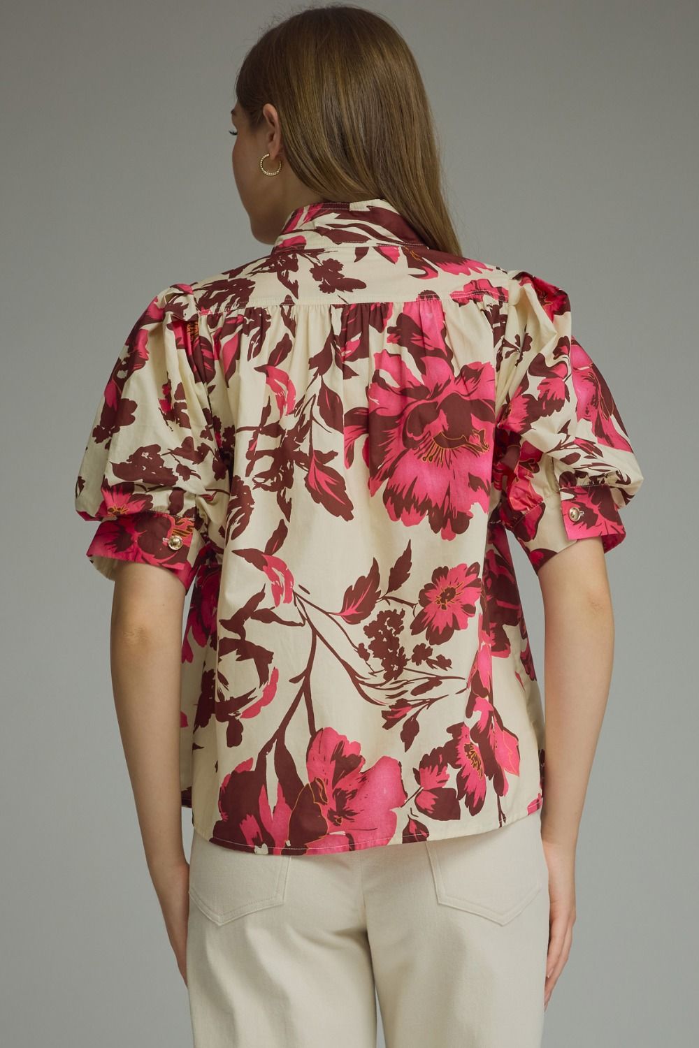 Printed Short Puff Sleeve Top