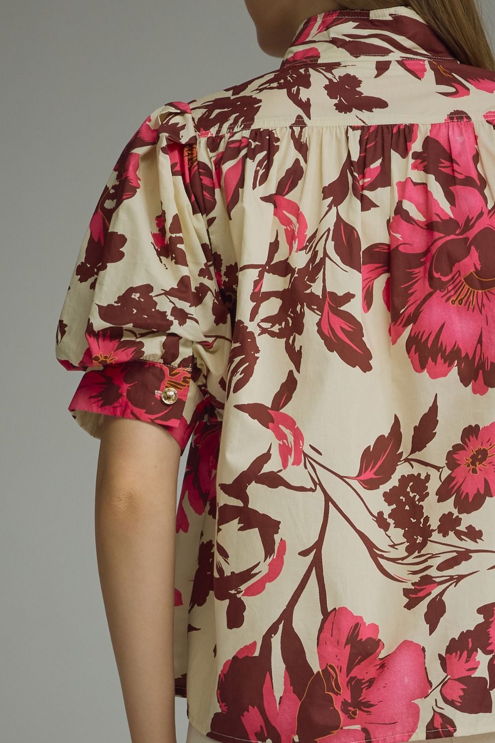 Printed Short Puff Sleeve Top