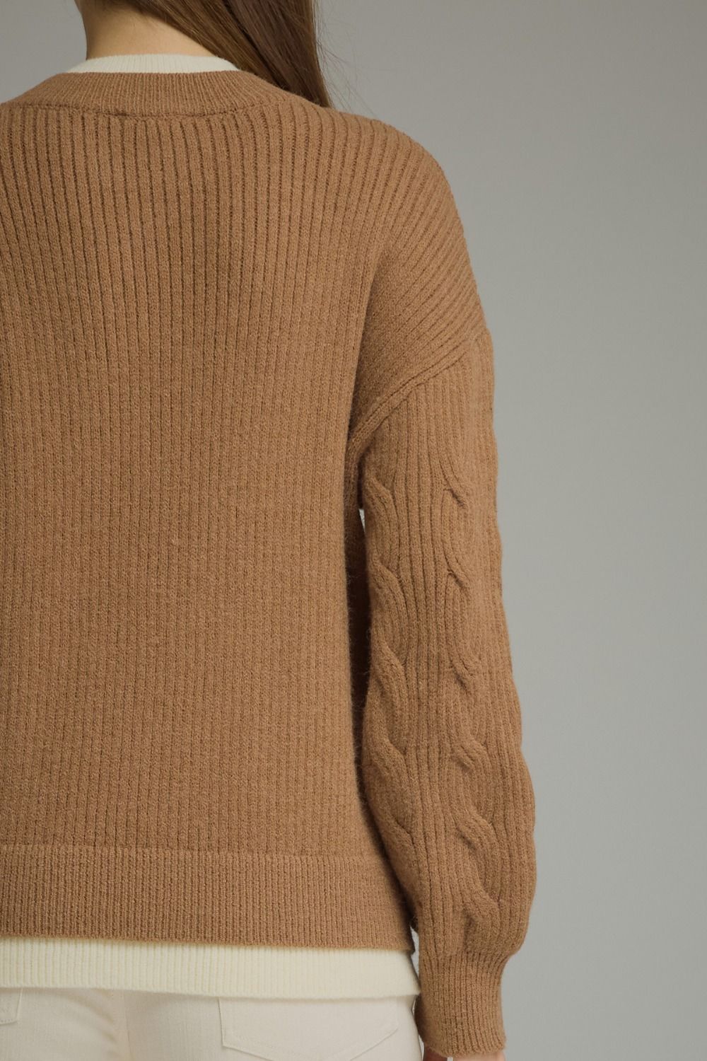 Layered Cable Knit Long Sleeve Sweater