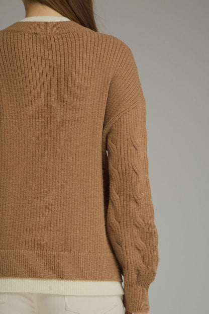 Layered Cable Knit Long Sleeve Sweater