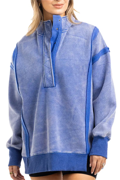 Vintage Wash Snap Neck Pullover