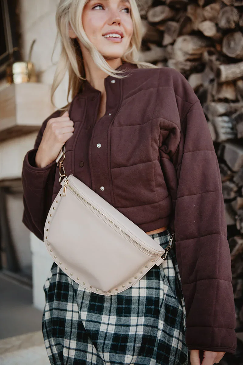 Gold-Studded Crossbody Sling Bag
