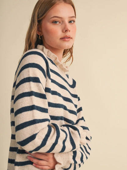 Ruffled Striped Sweater