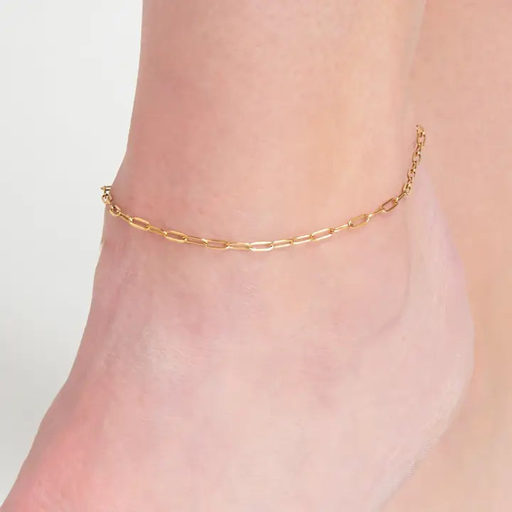 Narelle Waterproof Paperclip Anklet