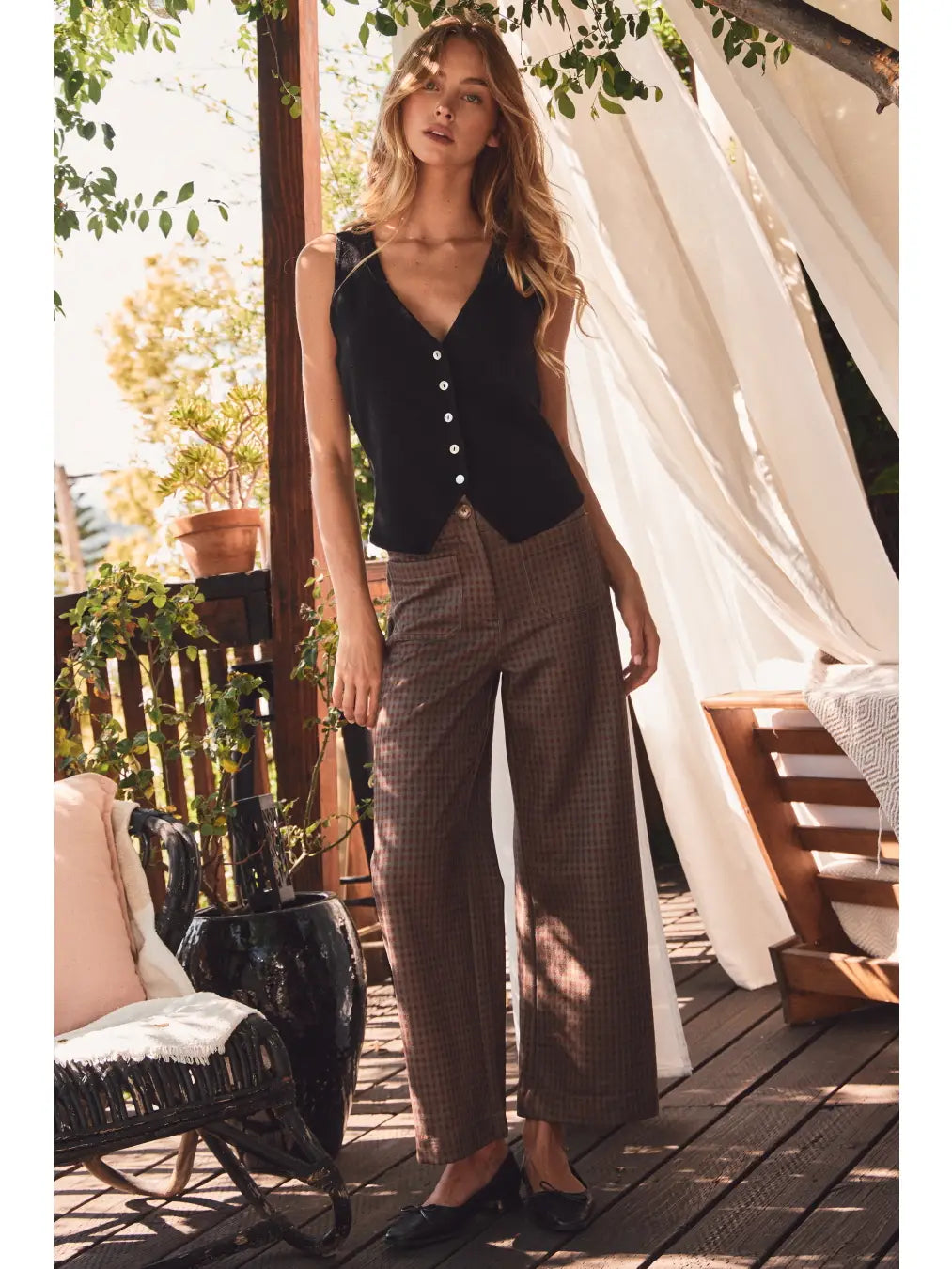 Wide Leg Plaid Pants